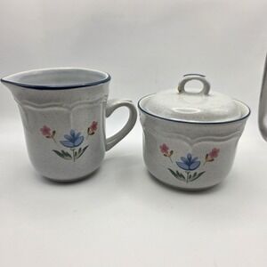 International China Heritage Stoneware Creamer and Sugar Bowl Set Japan Vintage